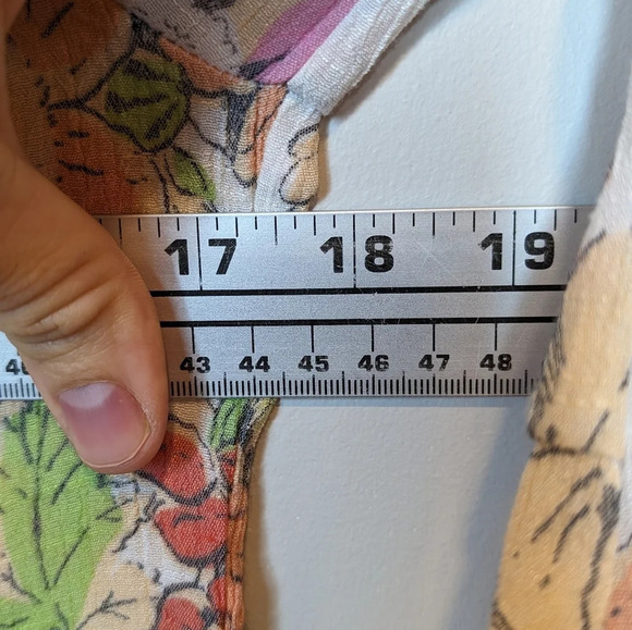 Zac & Rachel  Smocked Neck 3/4 Flutter Sleeve White Floral Women M - Picture 6 of 7